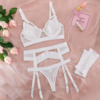 White sexy women's underwear garter straps G string Thong