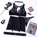 Sexy Dessous-Set aus Netzstoff mit Hüftbetonung, 5-teilig