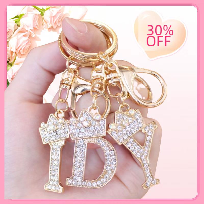 Rhinestone 26 Letters Car Keychain