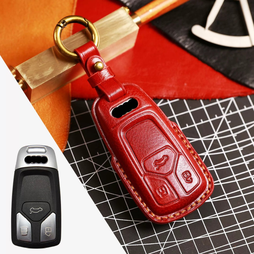 Premium Audi Leather Car Key Cover - Luxury Protection & Custom Fit for Audi Keys