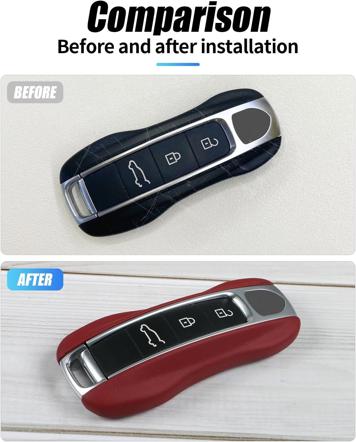 Étui en cuir pour clé Porsche 