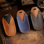 Étui de clé de voiture en cuir Ford à 3 boutons