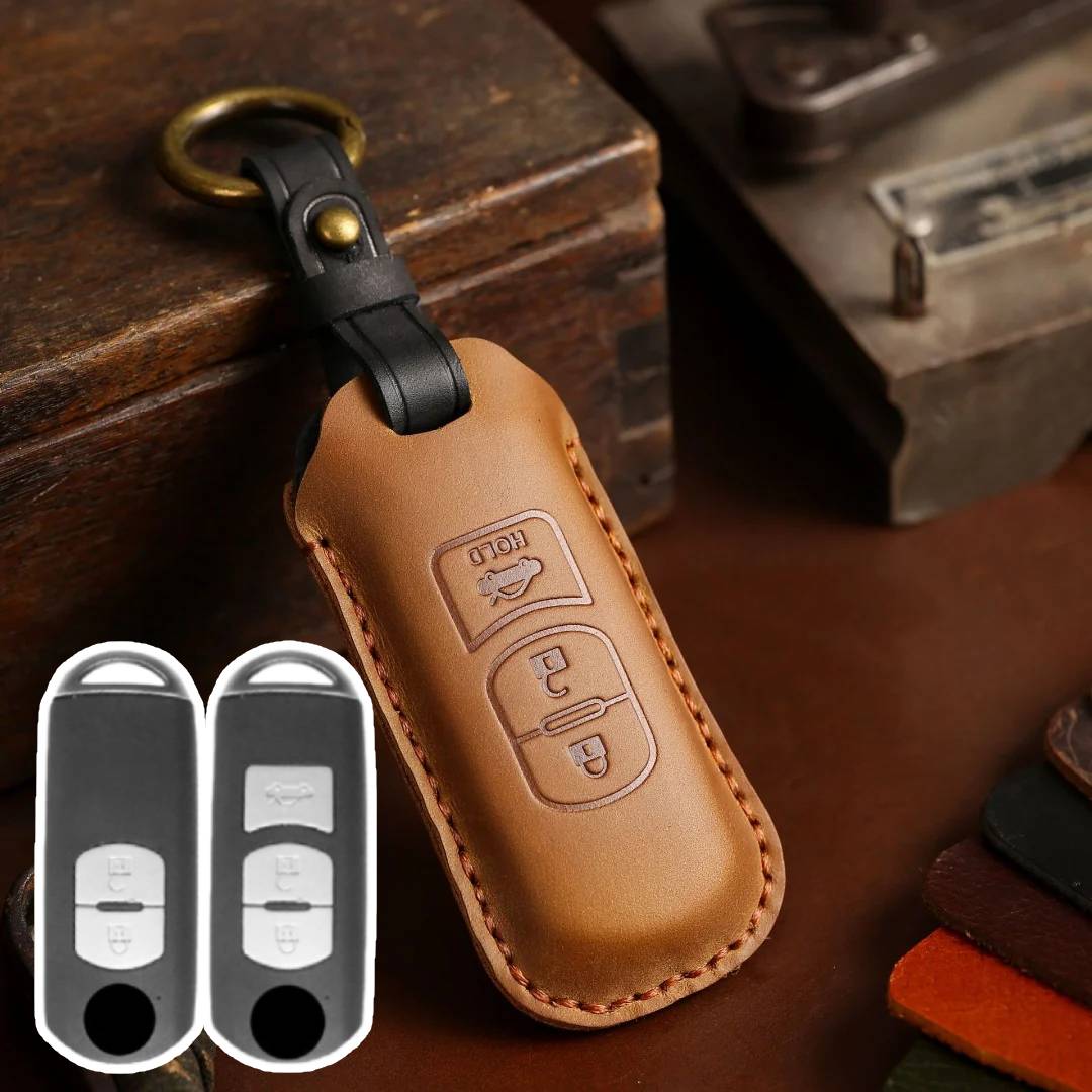 Mazda Angkesaila CX4 CX5 CX8 CX9 CX30 Atez Leder-Autoschlüsselhülle mit 2 und 3 Tasten