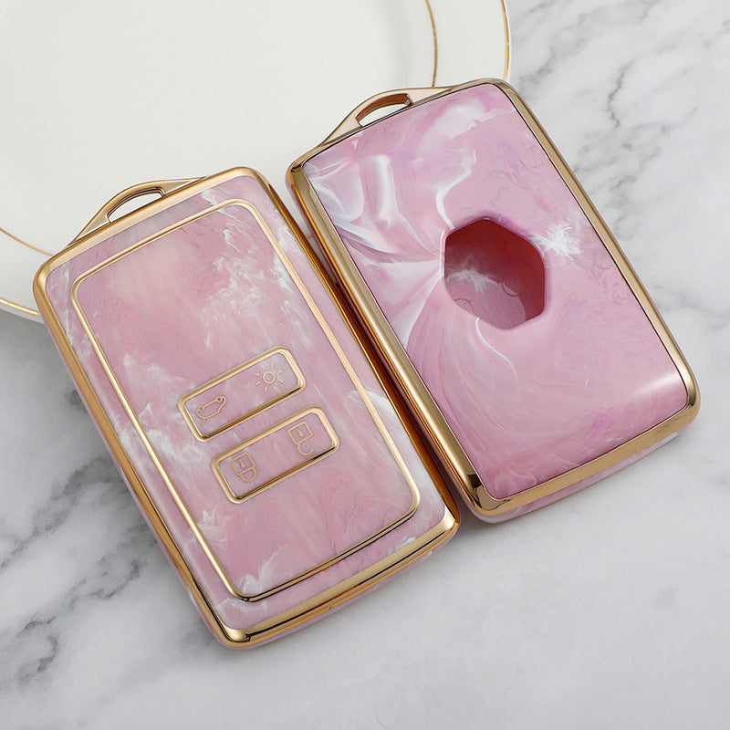 Carsine Renault Car Key Case Gold Inlaid With Jade Pink / Key case
