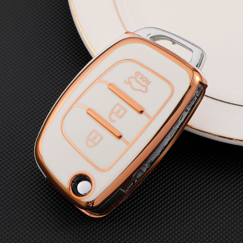 Carsine Hyundai Car Key Case Golden Edge White / Key case