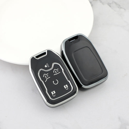 Carsine GMC Yukon Car Key Cover Silver Edge Black / Key case