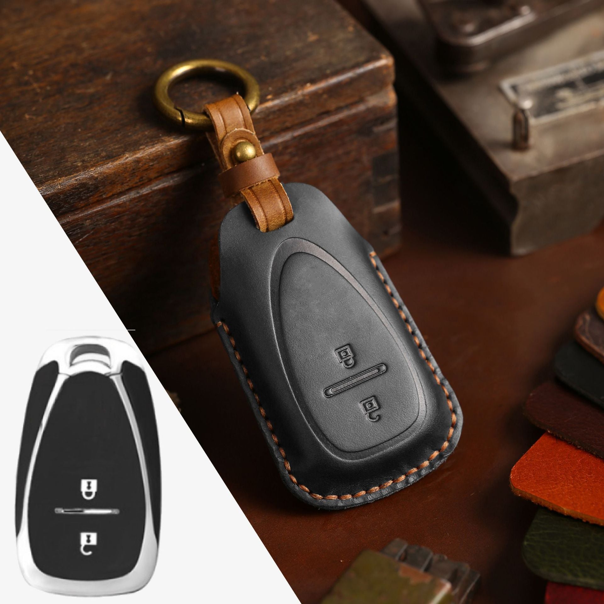 Chevrolet Traverse, Malibu, Cruze, Trax Autoschlüsselhülle aus Leder für 2, 3, 4 und 5 Tasten