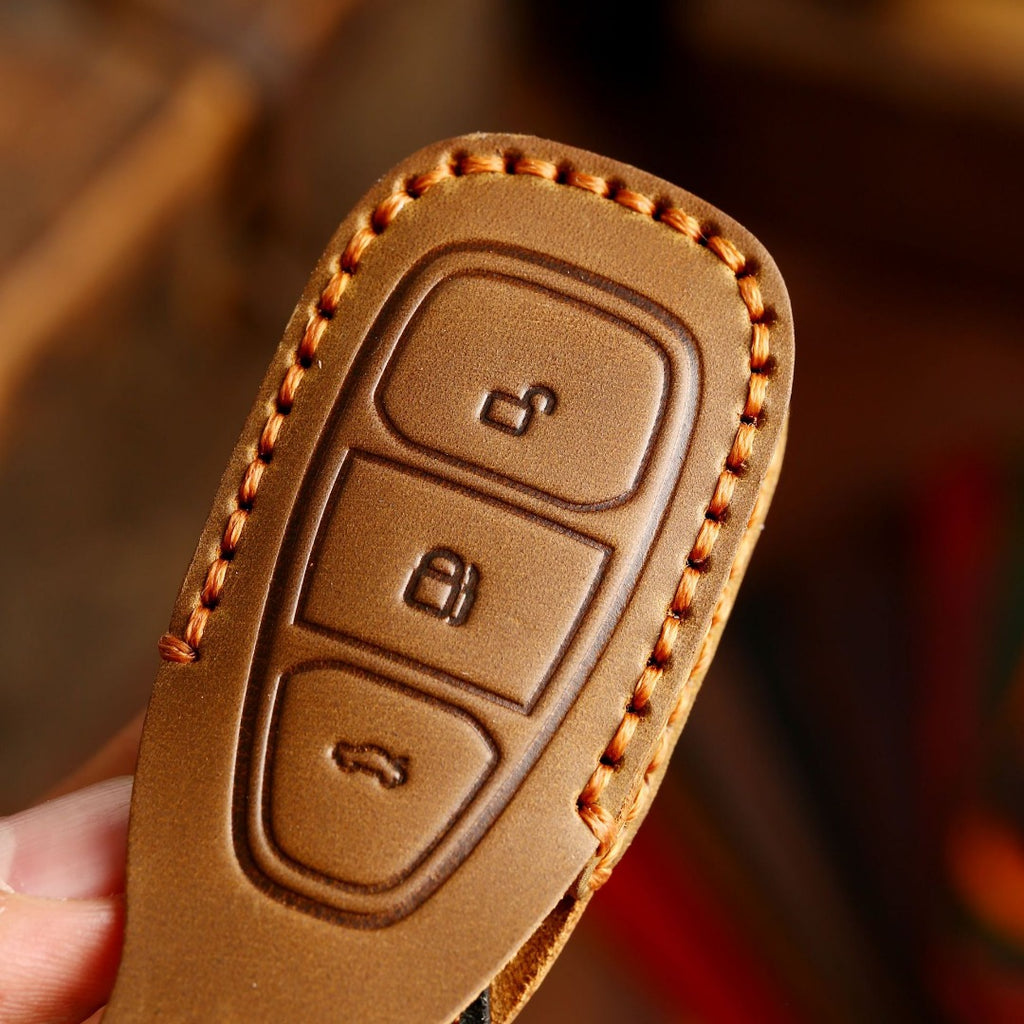 Étui de clé de voiture en cuir Ford EcoSport Focus à 3 boutons