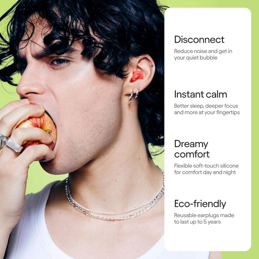 Carsine Ear Plugs – Ultra-Comfy Reusable 24dB (SNR) Noise-Reducing Earplugs for Sleep, Deep Focus, Travel, Noise Sensitivity, Flexible Hearing Protection, Customizable Fit Black