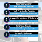 Carsine Multicode Linear 308911, 10 dip Switch Gate Opener Remote 300MHz, Multi Code Garage Door Opener Remote, Garage Clicker Replacement White / 1 PCS