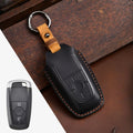 Carsine Ford Focus Explorer Kuga Sharp Aviator Lincoln Mondeo Edge F-150 Raptor Pickup Trucks Leather Car Key Cover 2,3,4,5 Button Black / 2 Button