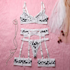 Cow pattern sexy women's underwear garter straps G string Thong