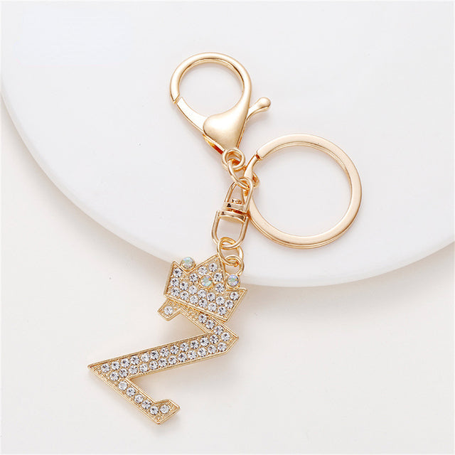 Carsine Rhinestone 26 Letters Car Keychain Z