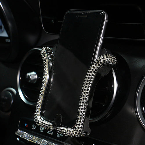 Carsine Rhinestone Car Phone Holder U-shaped Black