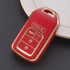 Carsine Honda Acura Car Key Case Golden Edge Red / 5 buttons