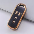 Carsine Honda Car Key Case Golden Edge Black / 4 buttons