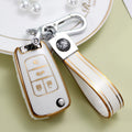 Carsine Chevrolet Holden GMC Buick Car Key Case Golden Edge White / Key case + strap